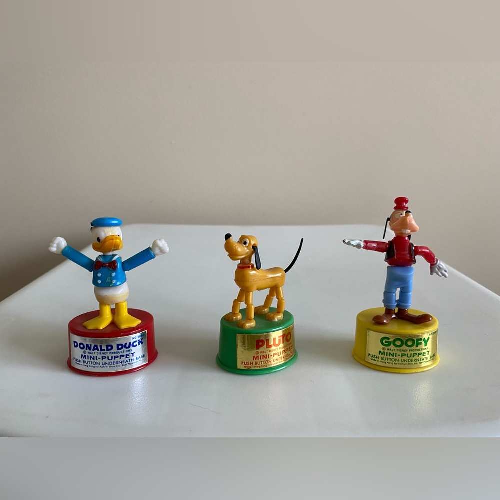 1960s - Set of 3 Disney Mini Push Puppets